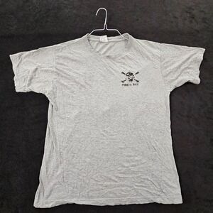 Puerto‎ Rico Pirate Skull & Bones Gray Short Sleeve Cotton T-Shirt Men's L